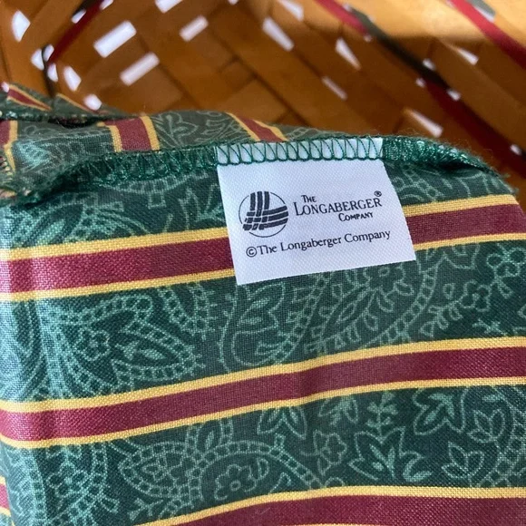 VTG Longaberger Holiday Sleigh Basket Imperial Stripe Liner Protector & Runner - Picture 13 of 16